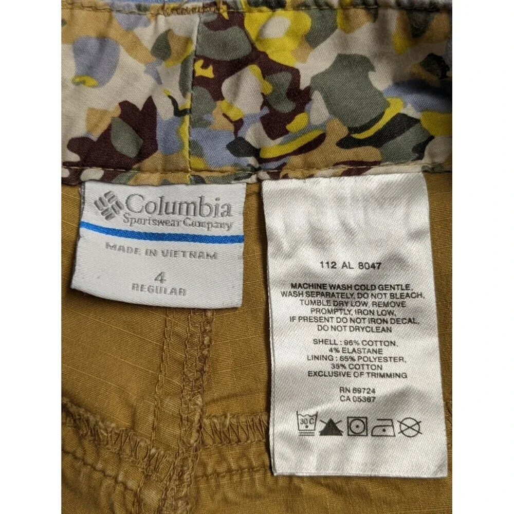 Women's COLUMBIA Cotton Stretch Cargo Flared Leg Pants Hiking Outdoor SZ 4